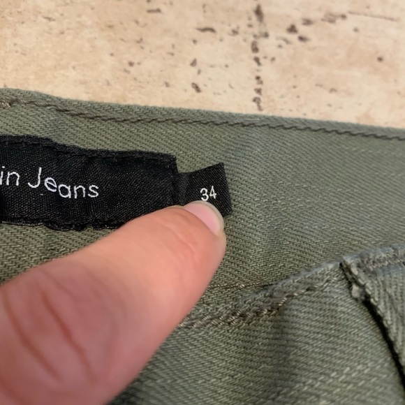 Calvin Klein Jeans Men's Olive Green Straight Leg Pants - Size 34 - Picture 3 of 10
